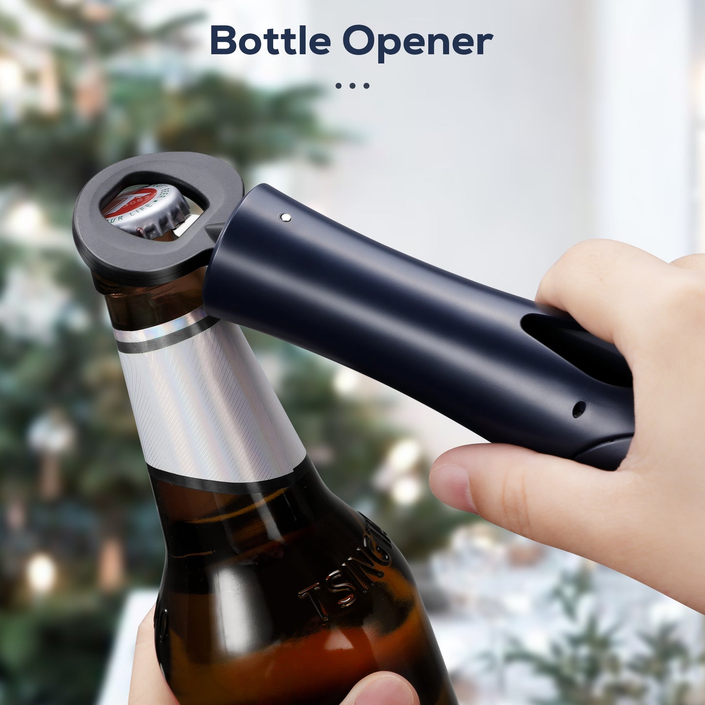 IPOW Wine Bottle Opener with Foil Cutter Easy to Use, Effortless Cork Removal - Navy Blue