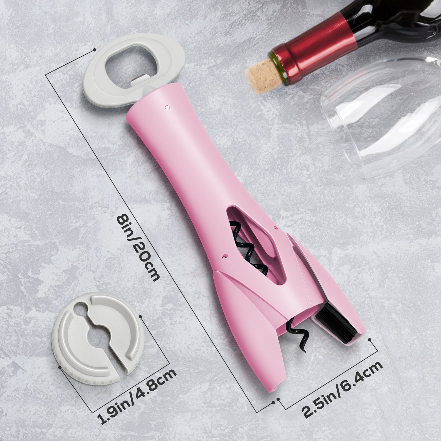 IPOW Wine Bottle Opener with Foil Cutter Easy to Use, Effortless Cork Removal - Pink