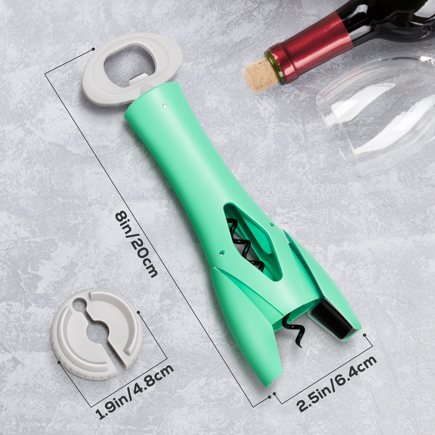 IPOW Wine Bottle Opener with Foil Cutter Easy to Use, Effortless Cork Removal - Green