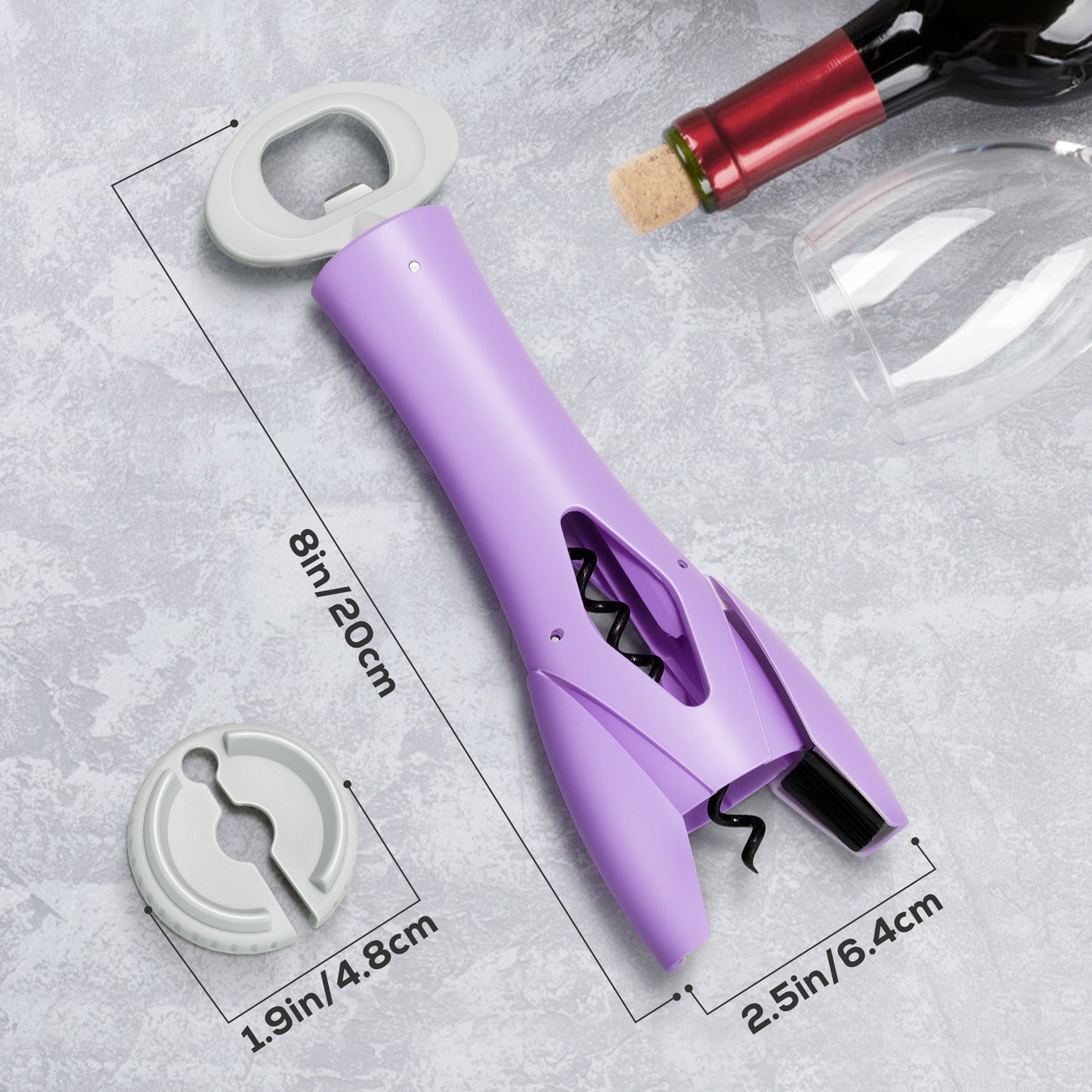 IPOW Wine Bottle Opener with Foil Cutter Easy to Use, Effortless Cork Removal - Purple