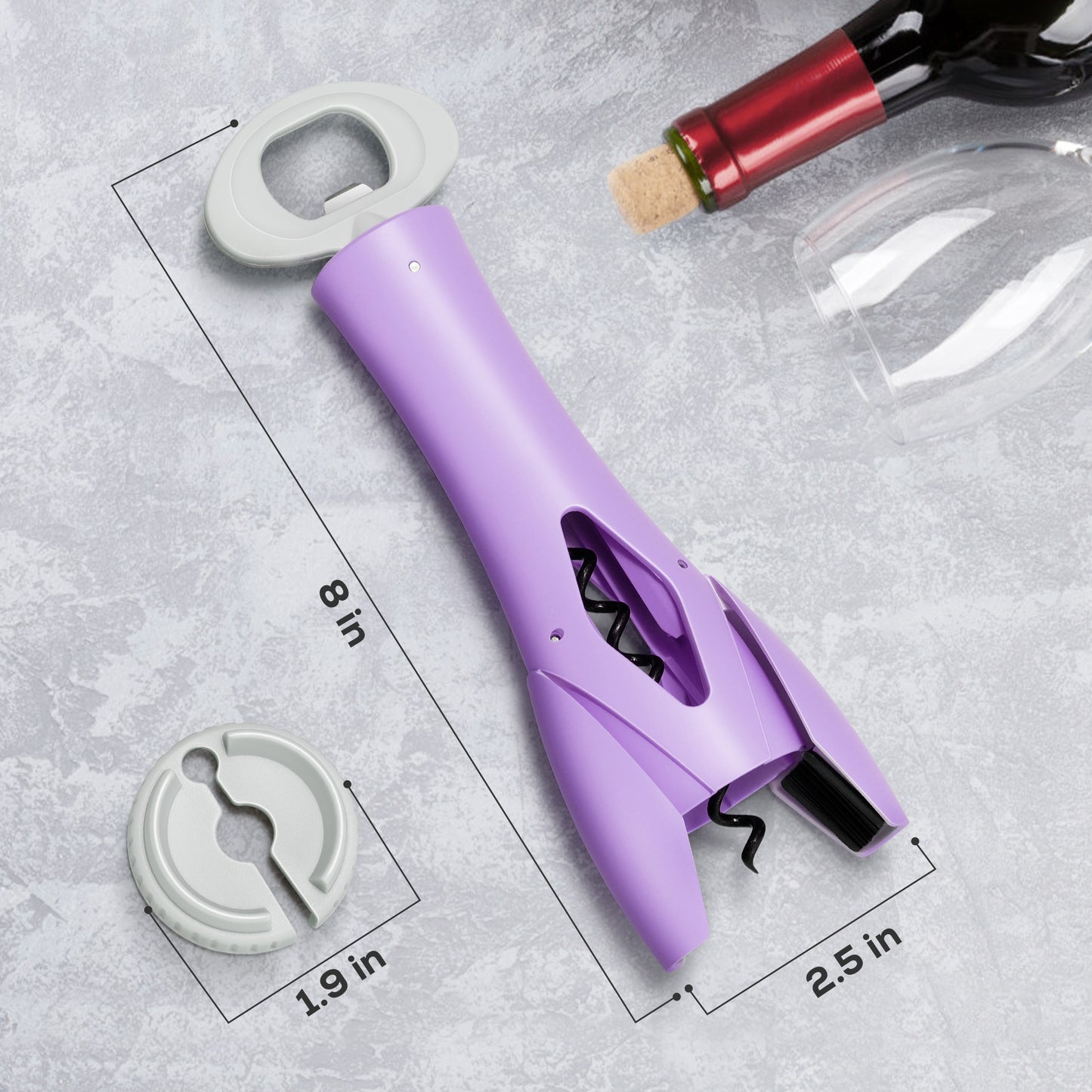 IPOW Wine Bottle Opener with Foil Cutter Easy to Use, Effortless Cork Removal - Purple