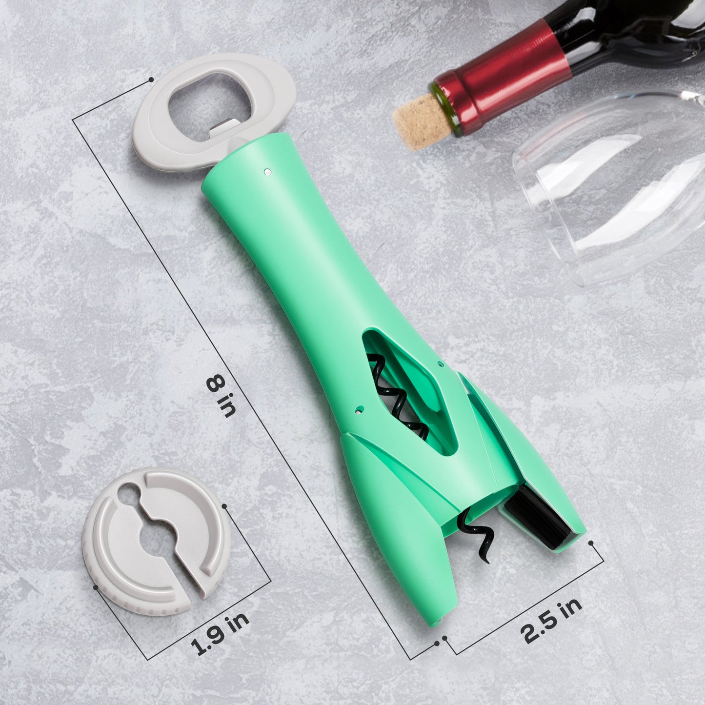 IPOW Wine Bottle Opener with Foil Cutter Easy to Use, Effortless Cork Removal - Green