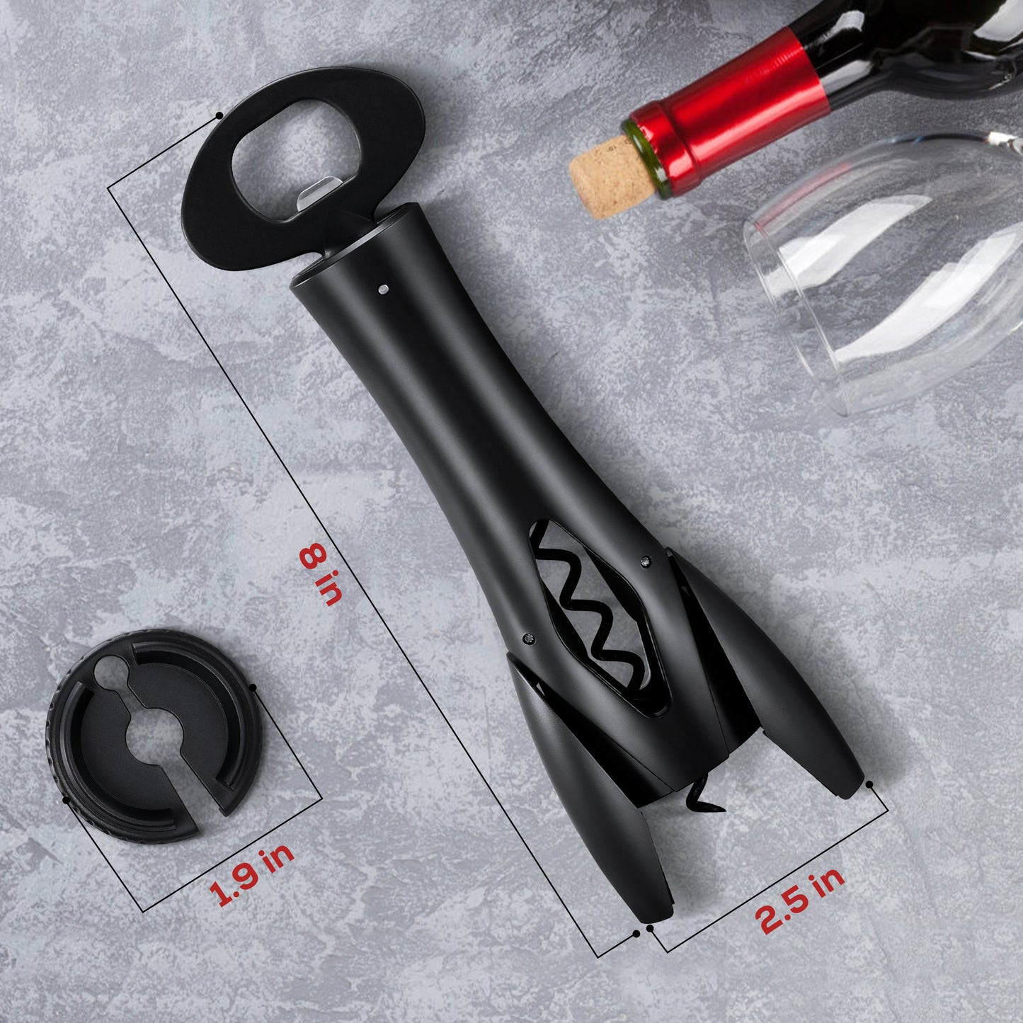 IPOW Wine Bottle Opener with Foil Cutter Easy to Use, Effortless Cork Removal - Black