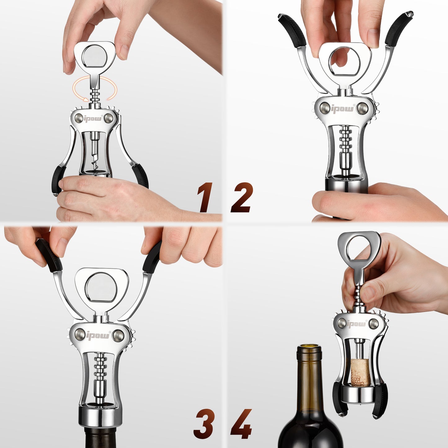 IPOW Zinc Alloy Wine Bottle Opener - Silver